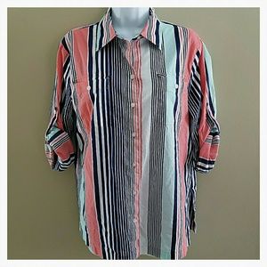 Jones New York Striped Button Down